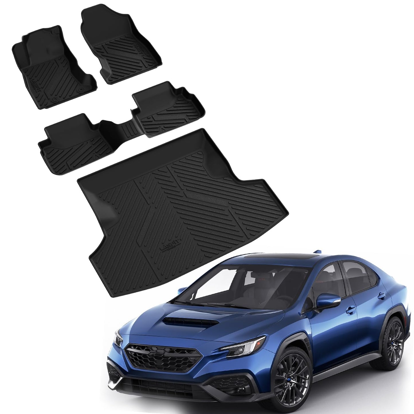 LASFIT Floor Mats & Cargo Mat Fits for Subaru WRX 2026 2025 2024 2023 2022, All Weather TPE Custom Fit Easy Clean Durable No-Curling Floor Liners for WRX 2022-2026 Car Mats & Trunk Mats, Black