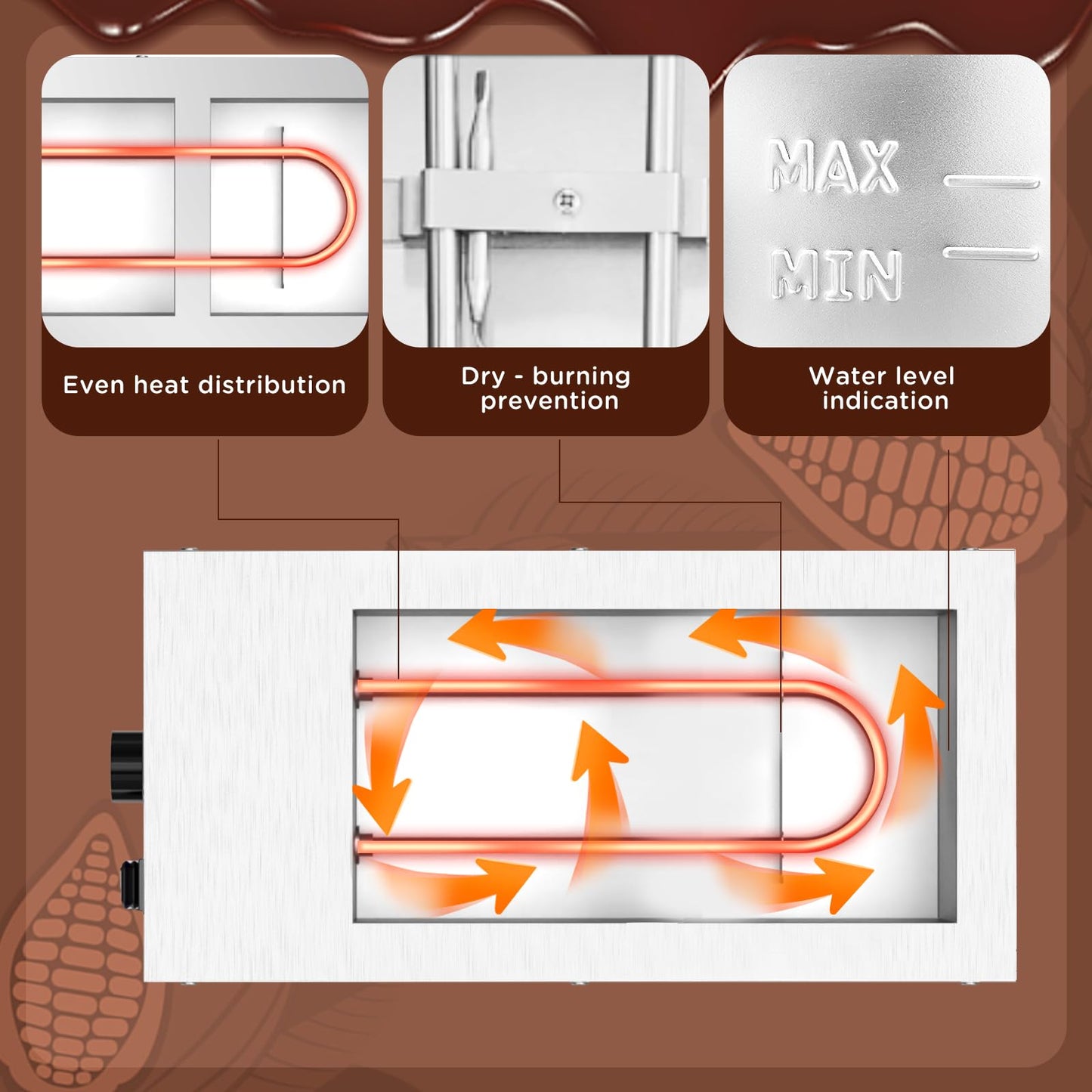 HTTSICHI Chocolate Tempering Machine - Commercial Chocolate Melting Machine w/ 7.5L Capacity, 1200W Professional Heated Chocolate Melter w/Stainless Steel Body, 110V,2 Tanks