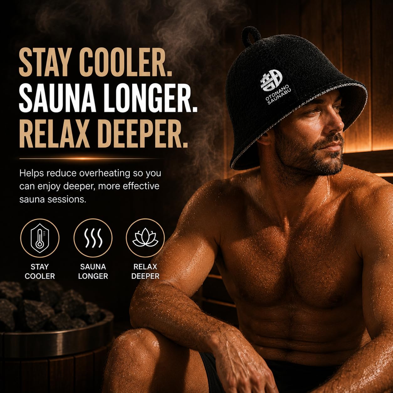 OTONANOSAUNABU Navy Sauna Hat – Japanese Design, 100% Wool Felt,Double-Layer Reversible Sauna Cap for Men & Women,Heat Protection Finnish Banya Hat