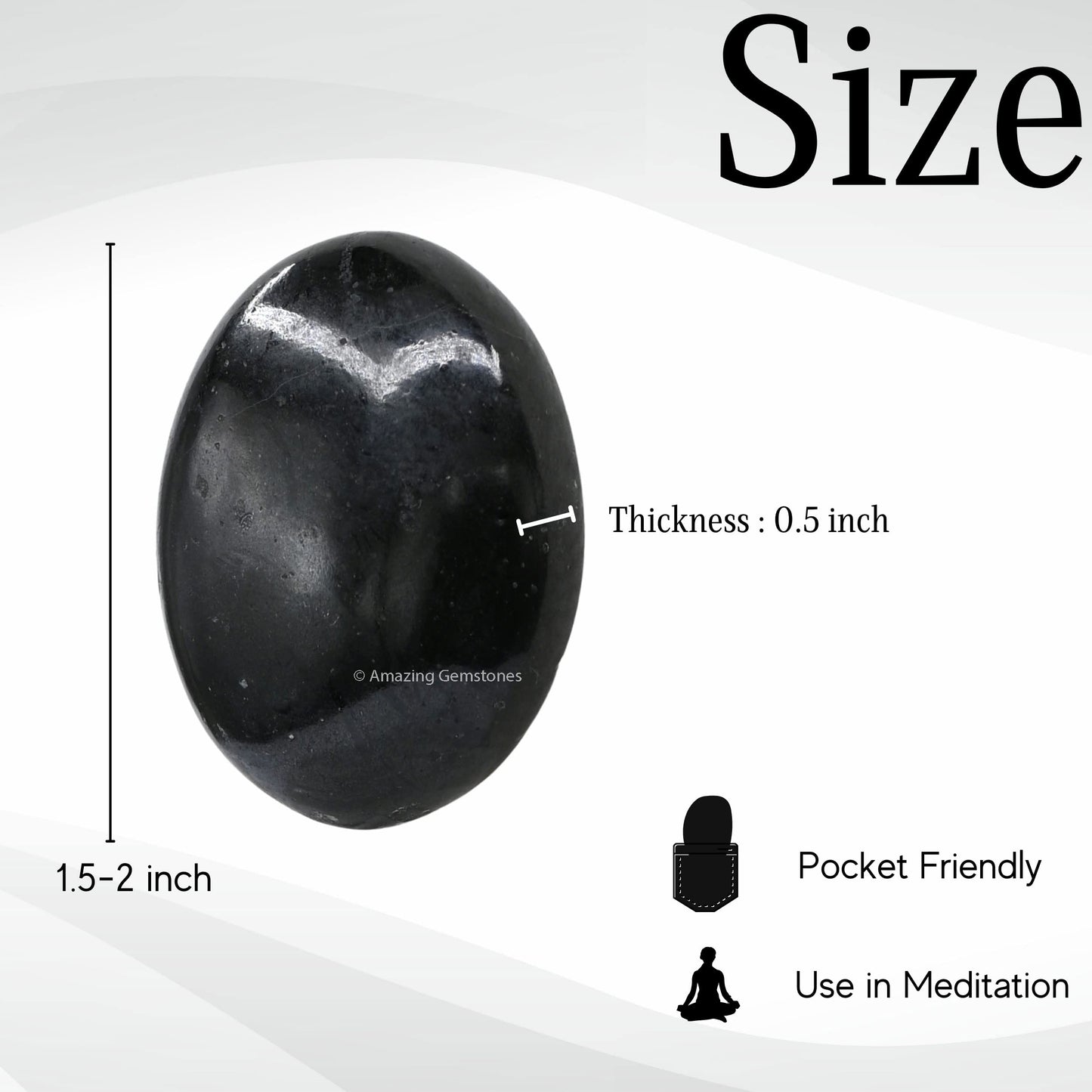 Black Tourmaline Crystals and Healing Stones - Large Palm Stone Crystals Piedra - Crystal for Good Luck, Positive Energy, Meditation - Unique Stocking Stuffers and Birthday Gifts for Women, Men