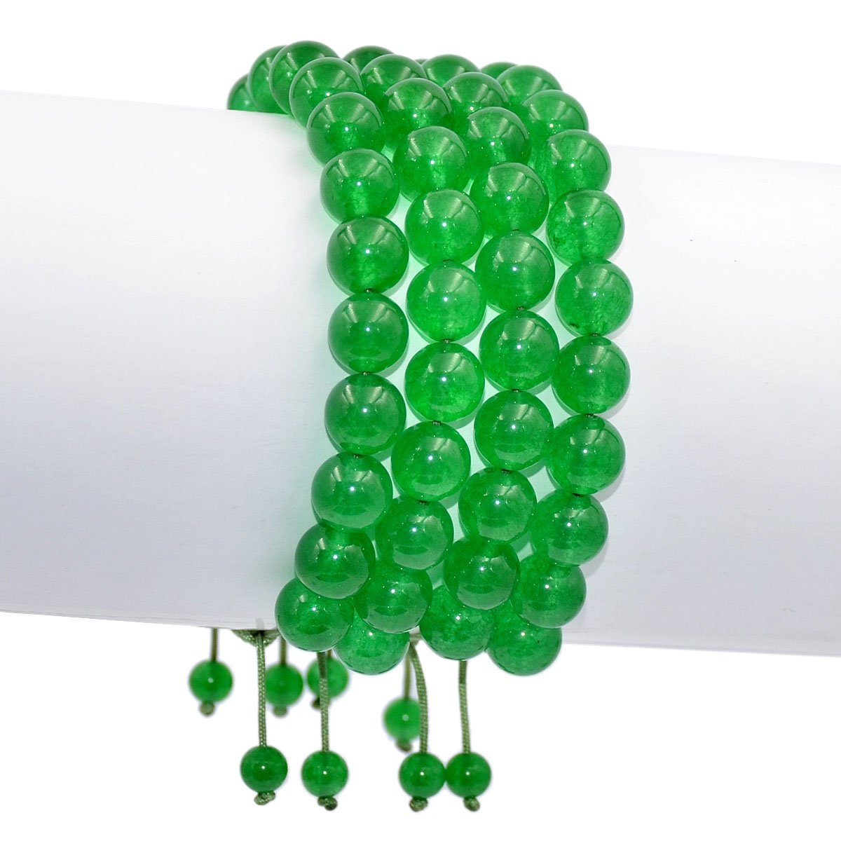AD Beads Natural 10mm Gemstone Bracelets Healing Power Crystal Macrame Adjustable 7-9 Inch (Green Jade)