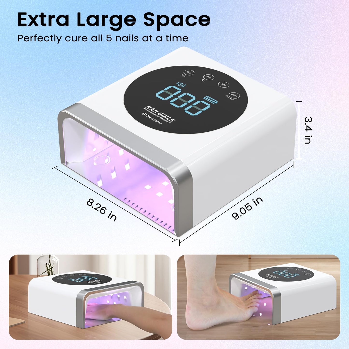 NAILGIRLS Cordless Rechargeable UV LED Nail Lamp, 150W UV Light for Gel Nail, Nail Lamps for Gel Polish with 4 Time Setting, Portable UV Nail Light, Professional Fast Curing Lamp for Salon