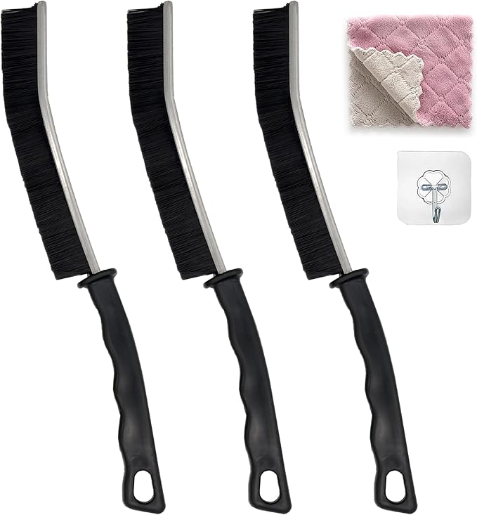 Crevice Cleaning Brush Set (3 Pack) â Multifunctional Gap Cleaner Tool for Bathroom, Kitchen, Car Vents, Sliding Doors, Keyboards â Stiff Bristles, Ergonomic Handle