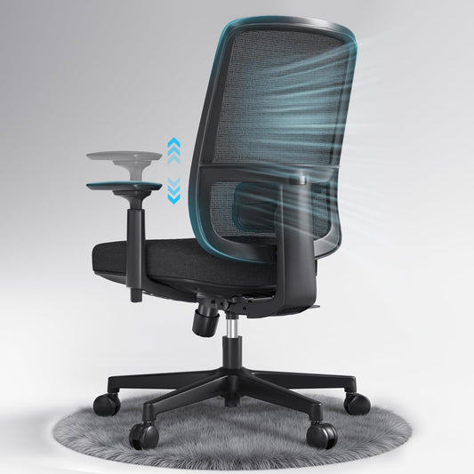 ErgoSift Office Chair Ergonomic Desk Chair,Home Mesh Chairs with Adjustable Lumbar Support, Comfortable Computer Gaming Chair, Office Chair for Long Hours (Black)