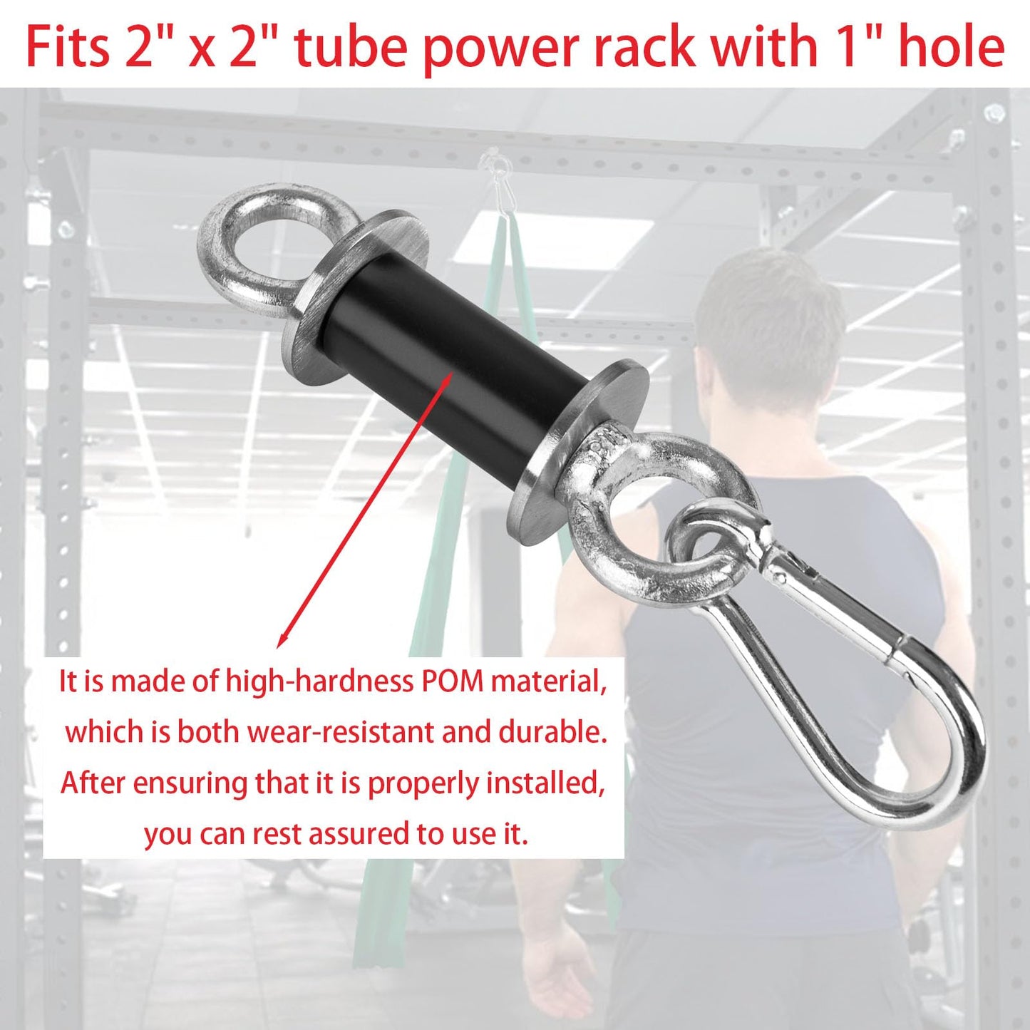 Ertuohg 2PCS Power Rack Attachments, Heavy Duty Squat Rack Attachments, Power Rack Shackle Band Attachment for Strength Training, Resistance Band Accessories Fits 1" Holes"