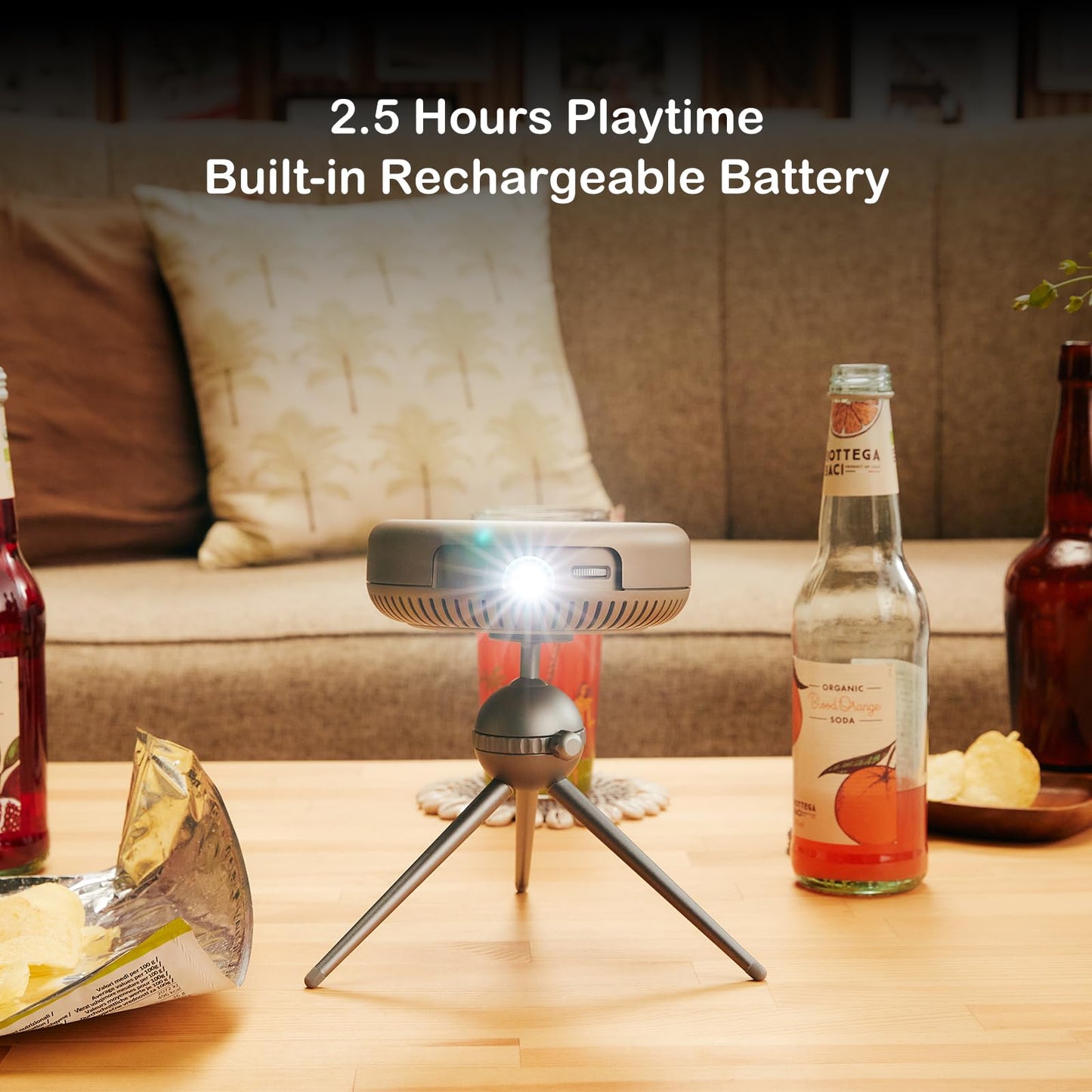 Adget iSpace2 Smart Mini Projector, 1080P Portable Projector with WiFi and Bluetooth, 360° Bluetooth Speaker, Tripod Included, Android 9.0 Rechargeable Pocket Projector for Outdoors Indoor Use (Green)