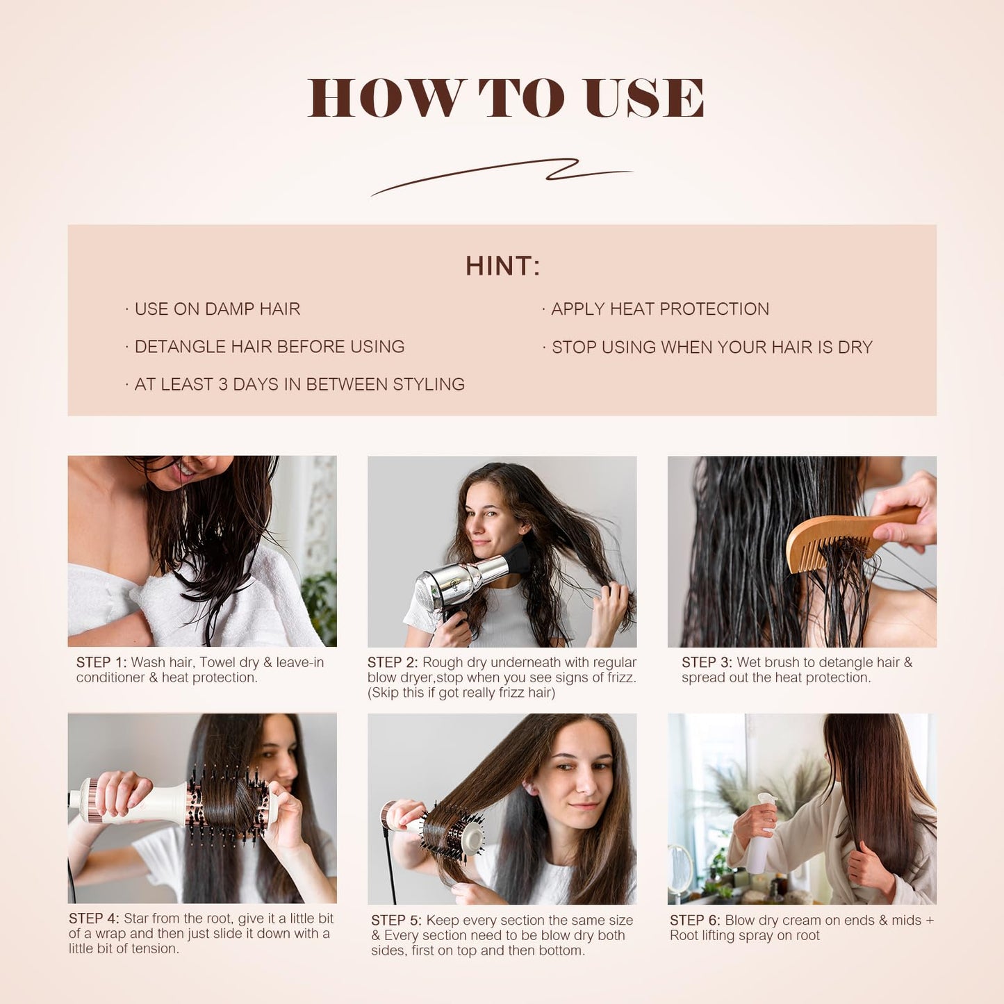 Hair Trends Travel Hair Dryer Brush, Nano Titanium 2 Inch One Step Hair Dryer & Styler Volumizer, Mini Oval Hot Air Brush, White and Rose Gold, HB004