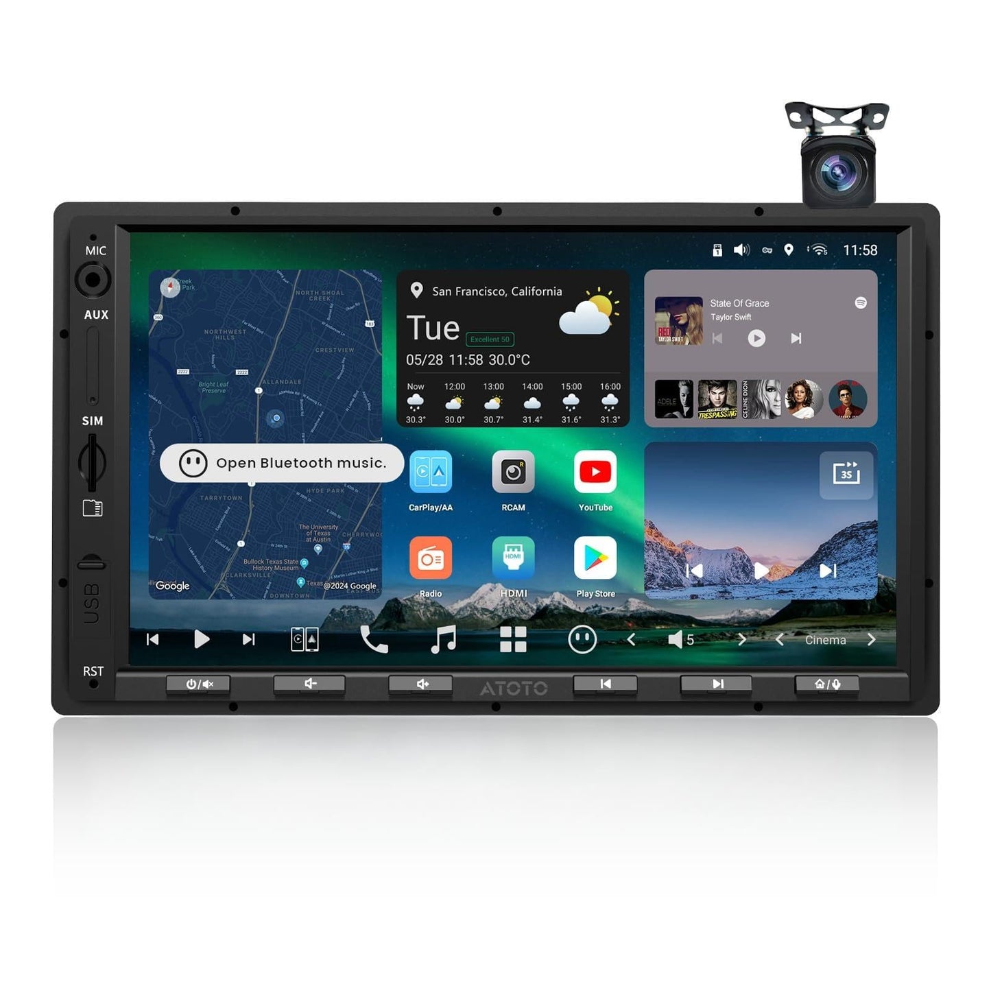 ATOTOZONE X10 7" Double-DIN Android Car Stereo, 8G+128G in-Dash Nav, Backup Cam w Recording, AI Agent & AI Vision, Re-Mote LiveView, 4G LTE, 7.1.2-Ch Audio, HDMI in, Wireless CarPlay/Android Auto