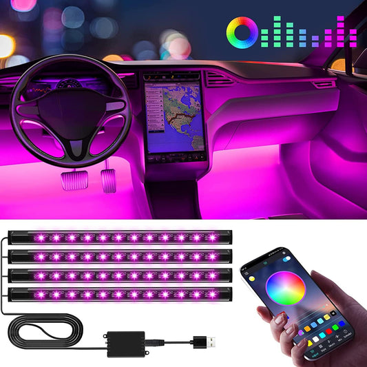 Winzwon Interior Led Lights for Car Accessories for Women Men, Birthday Gifts for Men Him, APP Control with USB Port Music Sync Color Change Lights for Jeep Truck Decor, 12V