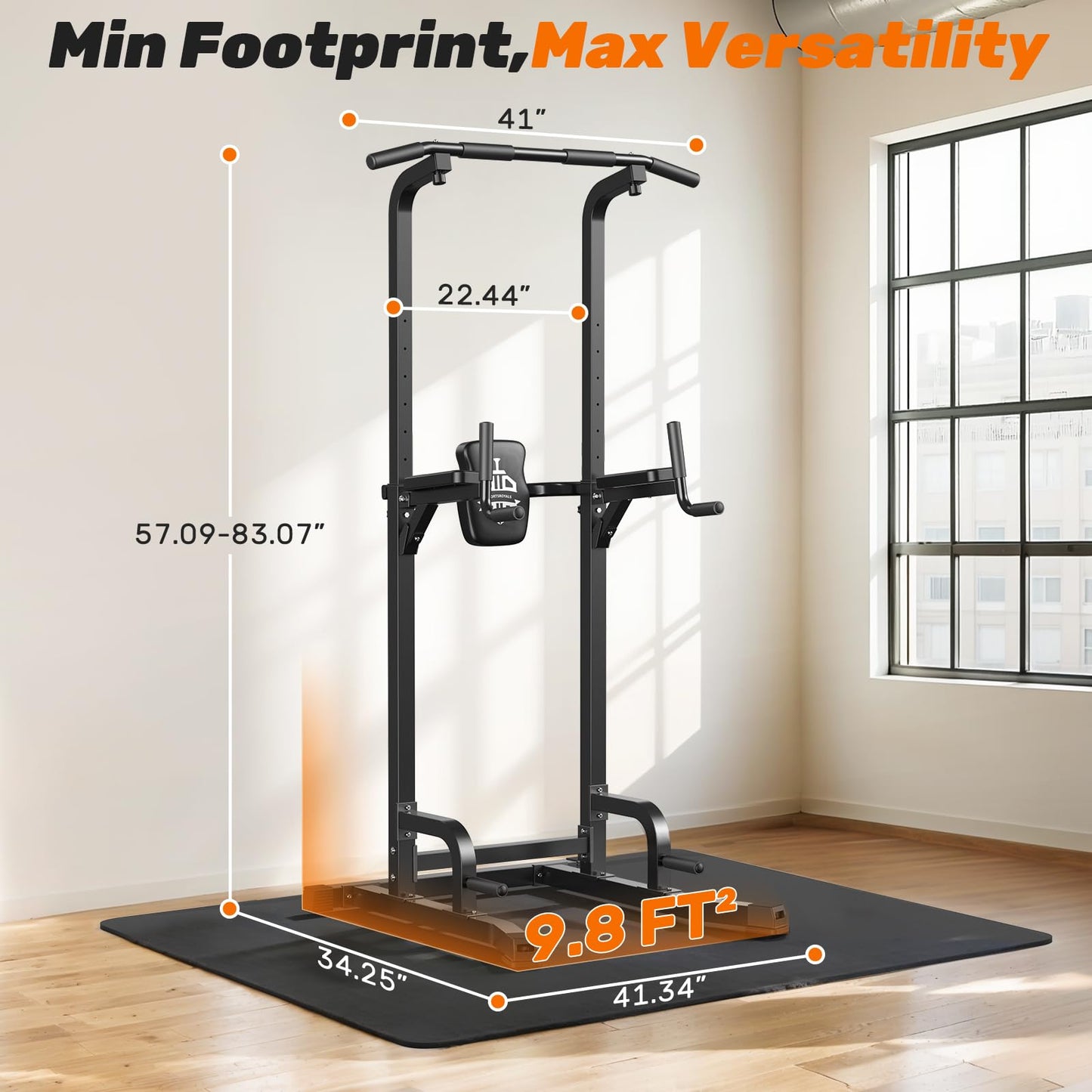 Sportsroyals Pull up Bar, Multi-Function Power Tower Dip Station with Upgraded Adjustable Foot Cover Equipment for Home Gym,360LBS