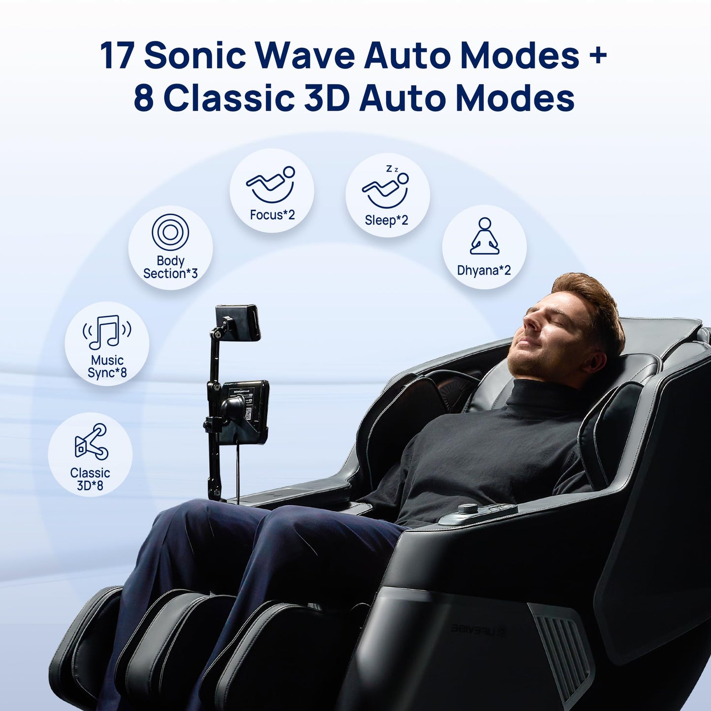 Lifevibe 3D Massage Chair Full Body VibroAcoustic Sonic Wave, SL-Track Zero Gravity Recliner with 25 Auto Modes, Smart Body Scan, Extendable Footrest, Reading Lamp, Black