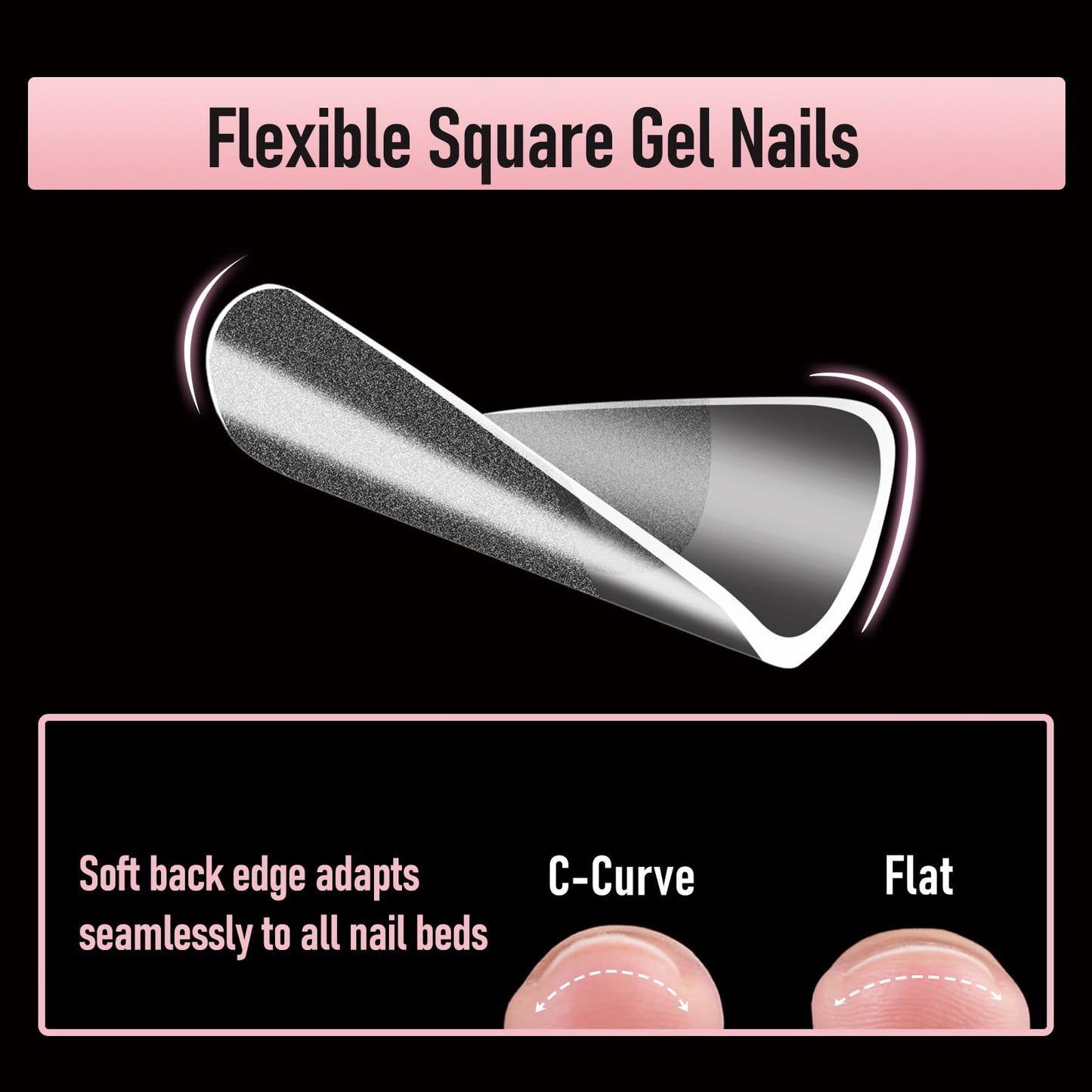 Wellquinn Square Nail Tips Medium Thicken Soft Gel Nails Pre-etched Clear Full Cover Press on Acrylic Fake Nail Extension for Manicure Salon Home DIY 360Pcs 15 Sizes Black Box Collection