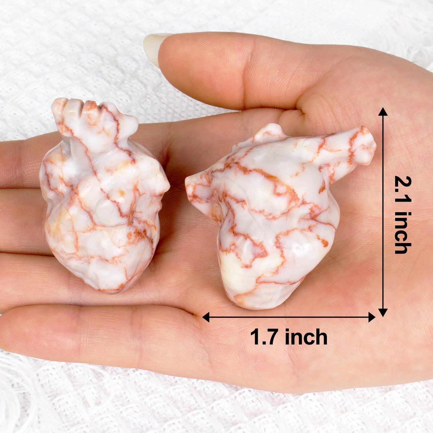 Red Network Jasper Heart Crystal Figurine, 2.1”Crystal Heart Love Statue for Home Decor, Meditation and Stress Relief, Hand Carved Natural Healing Stone Cardiac Sculpture Spiritual Gift for Women