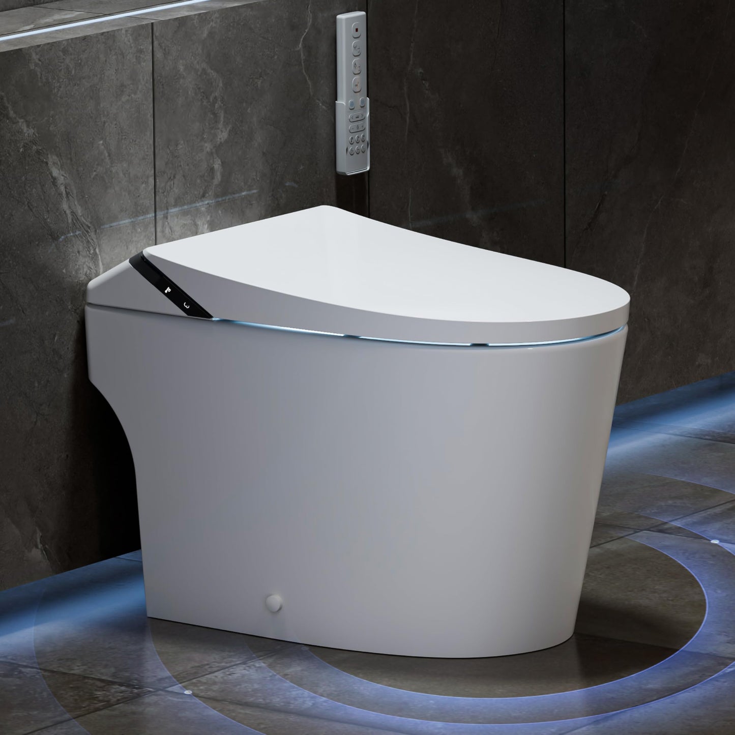 Smart Toilet with Bidet Built in,One Piece Toilets with Tank,Dual Auto Flush,Foam Dispenser,Deodorization,Foot Sensor,Blackout Flush,Heated Seat,Warm Water,Bidet Toilet for Modern Bathroom,Night Light