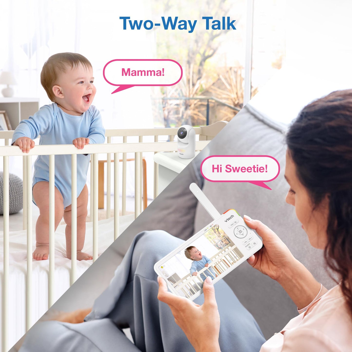 VTech 5.5" IPS Screen 720P Video Baby Monitor with Camera and Audio, Pan-Tilt-Zoom, Night Light, 2-Way Talk, Lullabies, Soothing Sounds, Long Battery Life, No WiFi: Advanced HD Plus