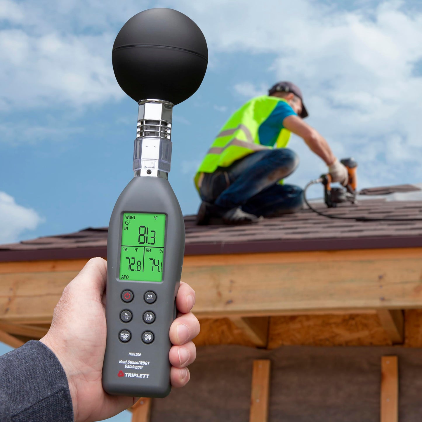 Triplett HSDL300 Indoor/Outdoor Heat Stress WBGT (Wet Bulb Globe Temperature) Datalogger with Certificate of Calibration to NIST