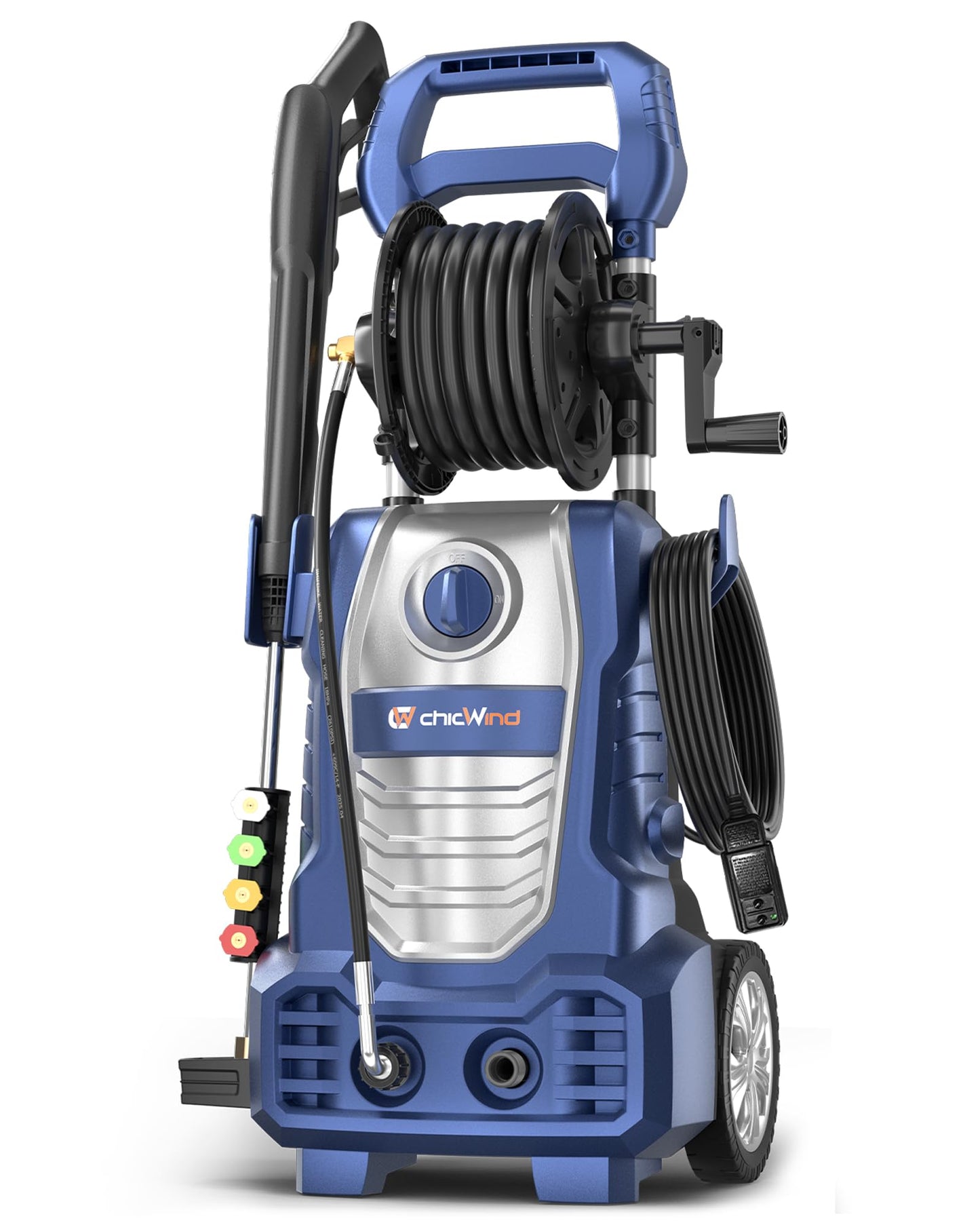 ChicWind 1800W Outdoor Cleaner Washer with 5Nozzles Set&Foam Cannon,27ft Hose,Adjustable Handle,Power Washer for Driveways,Cars,Fences,Decks,Patios&Outdoor Cleaning