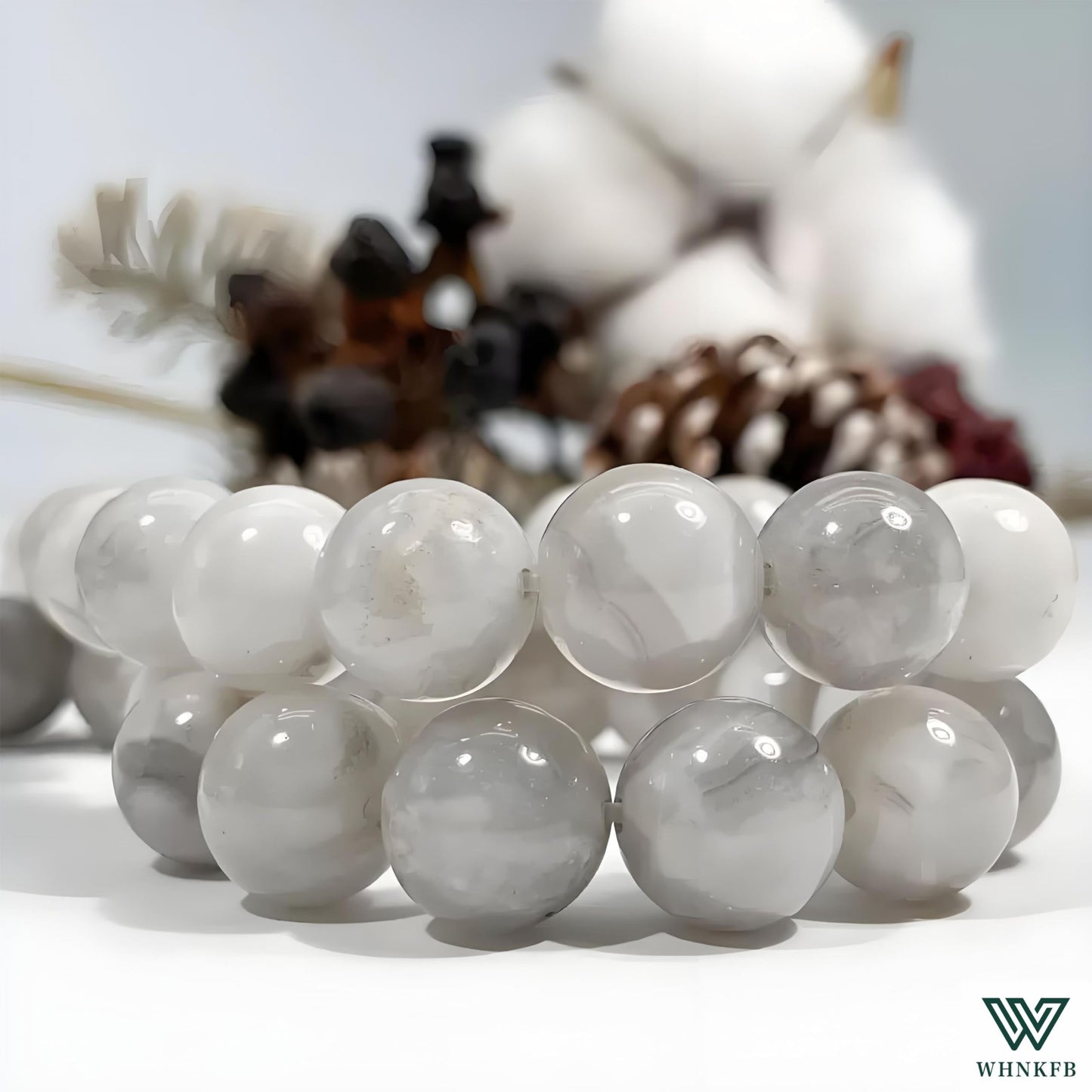 WHNKFB 6mm 100PCS Natural White Crazy Lace Agate Round Beads, Milky Pearl-Alternative Loose Stone Beads for Jewelry Making Craft - 4mm 6mm 8mm 10mm Options with Free Elastic Cord