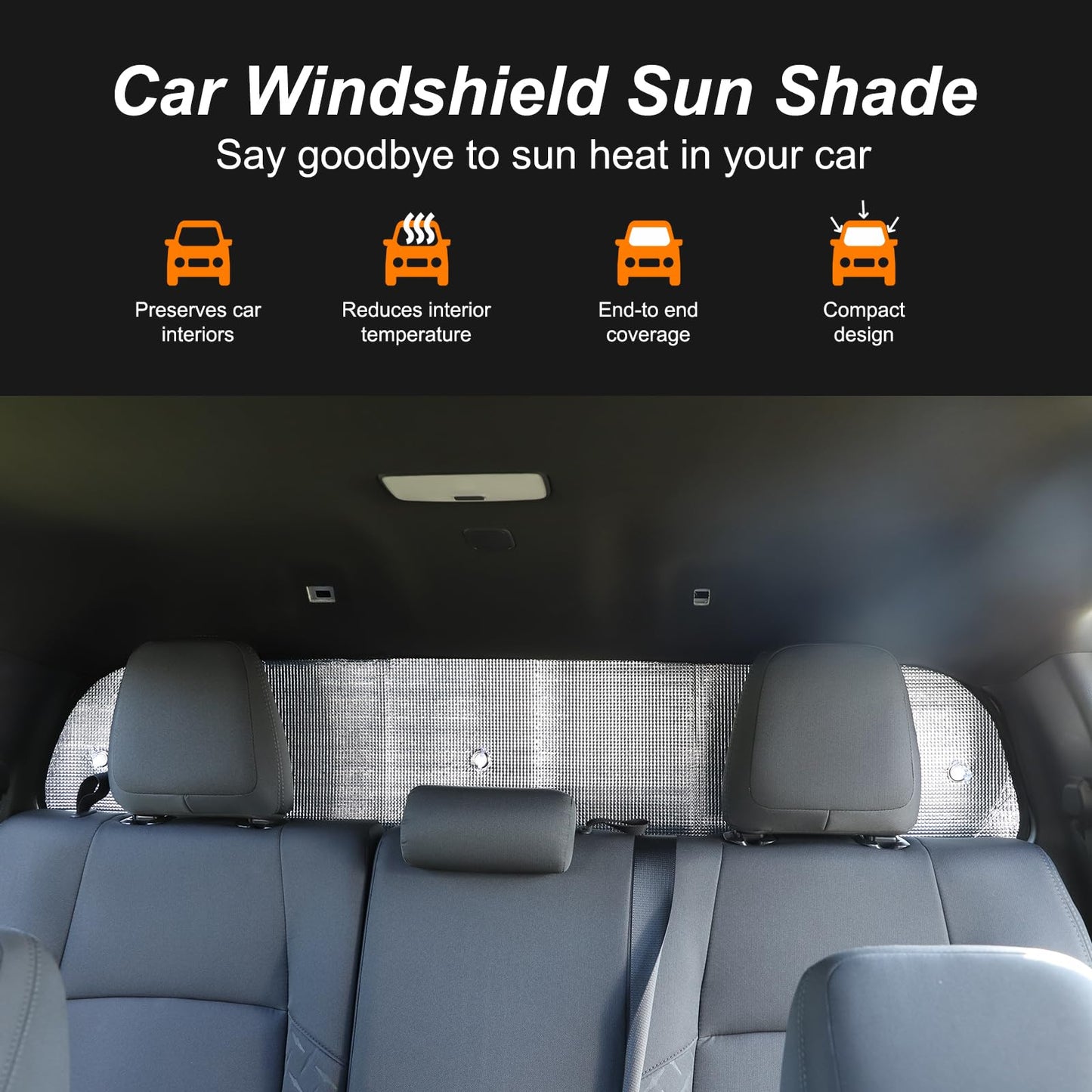 Windshield Sunshade with Suction Cup All Window Compatible with Toyota Tacoma 2024 2025 2026, UV Ray Reflector Sun Shade Visor Shield Shade