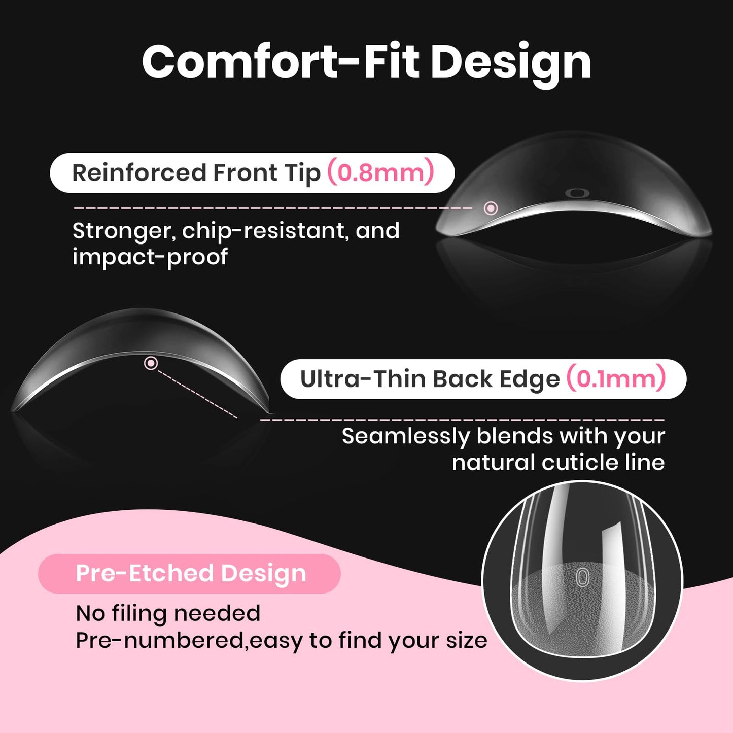 Beetles Gel Nail Kit Etch-X, Almond Medium, 288pcs 12 Sizes Nail Tips, 3Pcs 15ml HEMA-Free Nail Glue Top Coat & Base Gel Set, with Mini Lamp, Press On Nail, Long Lasting Extension DIY Set at Home