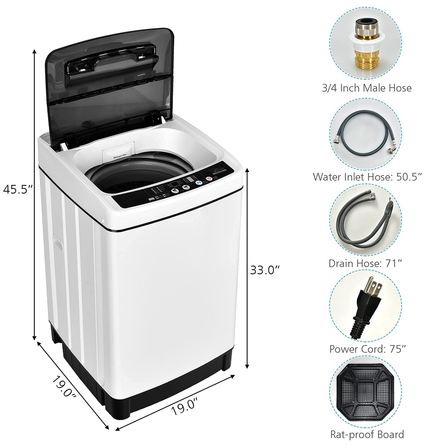 Giantex Portable Washing Machine, 2 in 1 Full Automatic Laundry Washer 1.5Cu.Ft 11lbs Capacity Washing and Spinning Combo 8 Programs 10 Water Levels Energy Saving Top Load Washer for Apartment Dorm