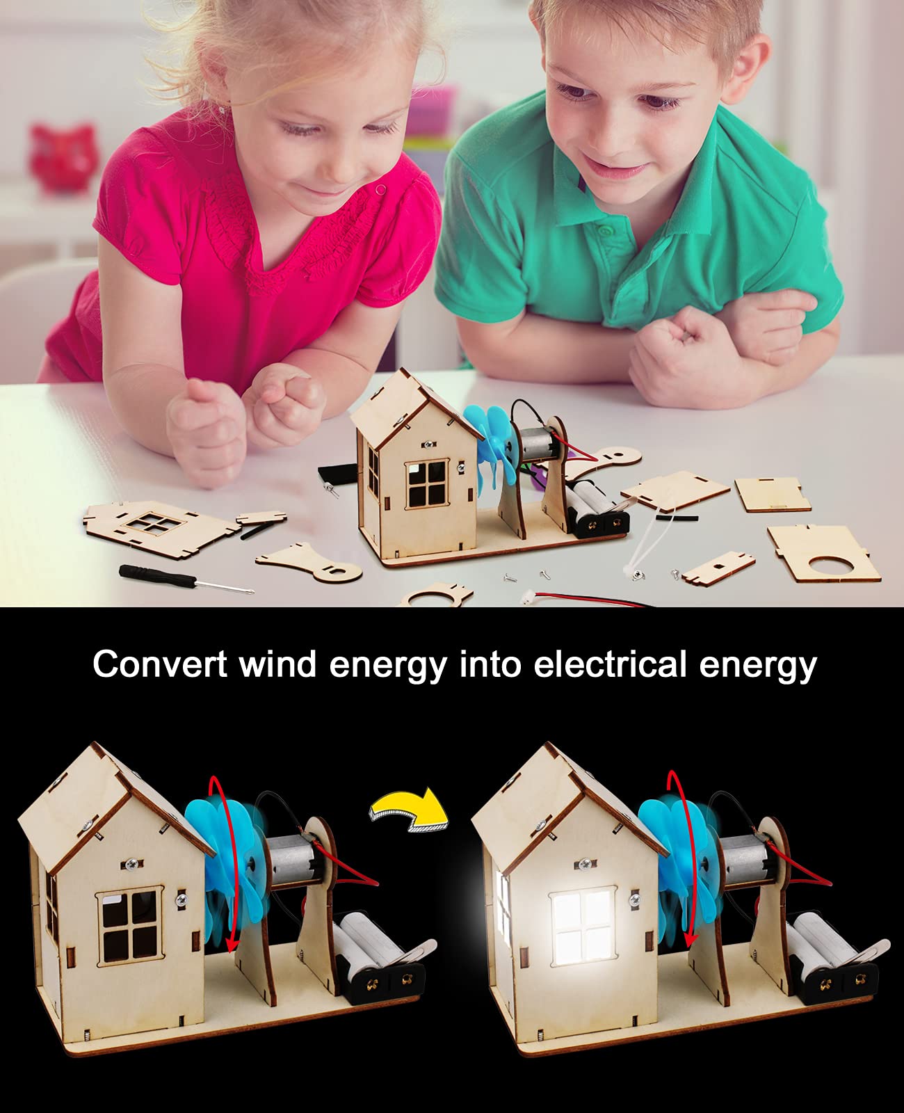 Poraxy 4 Set STEM Kits for Kids Ages 8-10, Science Experiment Projects Building Kits, Wooden 3D Puzzles, Educational Building Toys for Ages 8-12-13, Gifts for 8,9,10,11,12 13 Year Old Boys and Girls