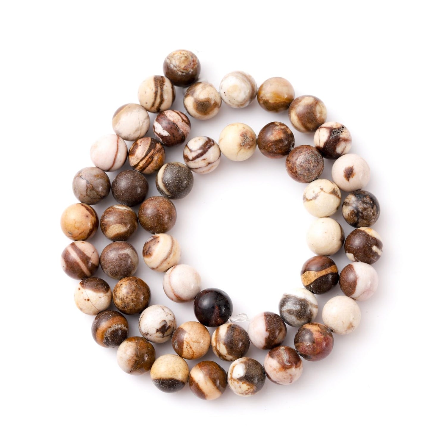 8mm 45pcs DIY Natural Australia Zebra Stone Beads Round Healing Crystal Gemstone Loose Beads for Jewelry Making Handmade Bracelet Necklace