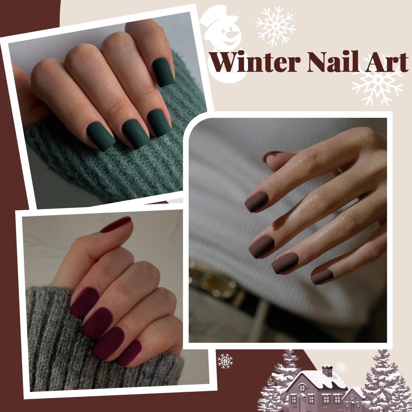 Matte Black Press on Nails Short Square Fake Nails Short Square Nails Press ons, Soft Gel Acrylic Glue on Nails Stick on for Women Thick Solid Color 24pcs