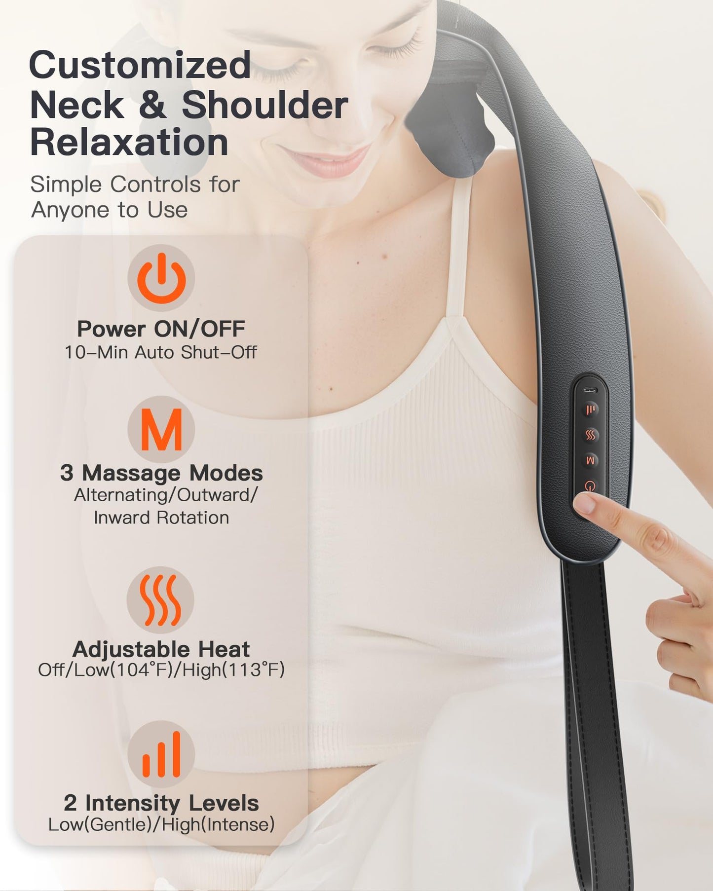 JZBRAIN Neck and Shoulder Massager with Heat – Cordless Shiatsu Neck Massager for Pain Relief Deep Tissue - Adjustable Speed & Modes Kneading Massage for Back - for Men Women