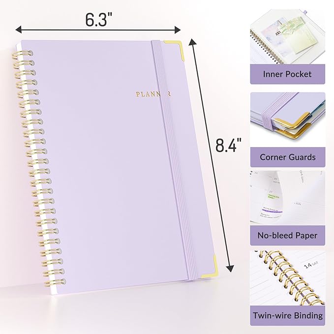 2026 Planner, Forvencer Calendar Planner Weekly and Monthly, Jan 2026-Dec 2026, 6" X 8", Hardcover Agenda Book, Daily Journal Organizer with Inner Pocket, Notebook for Office School, A5, Black