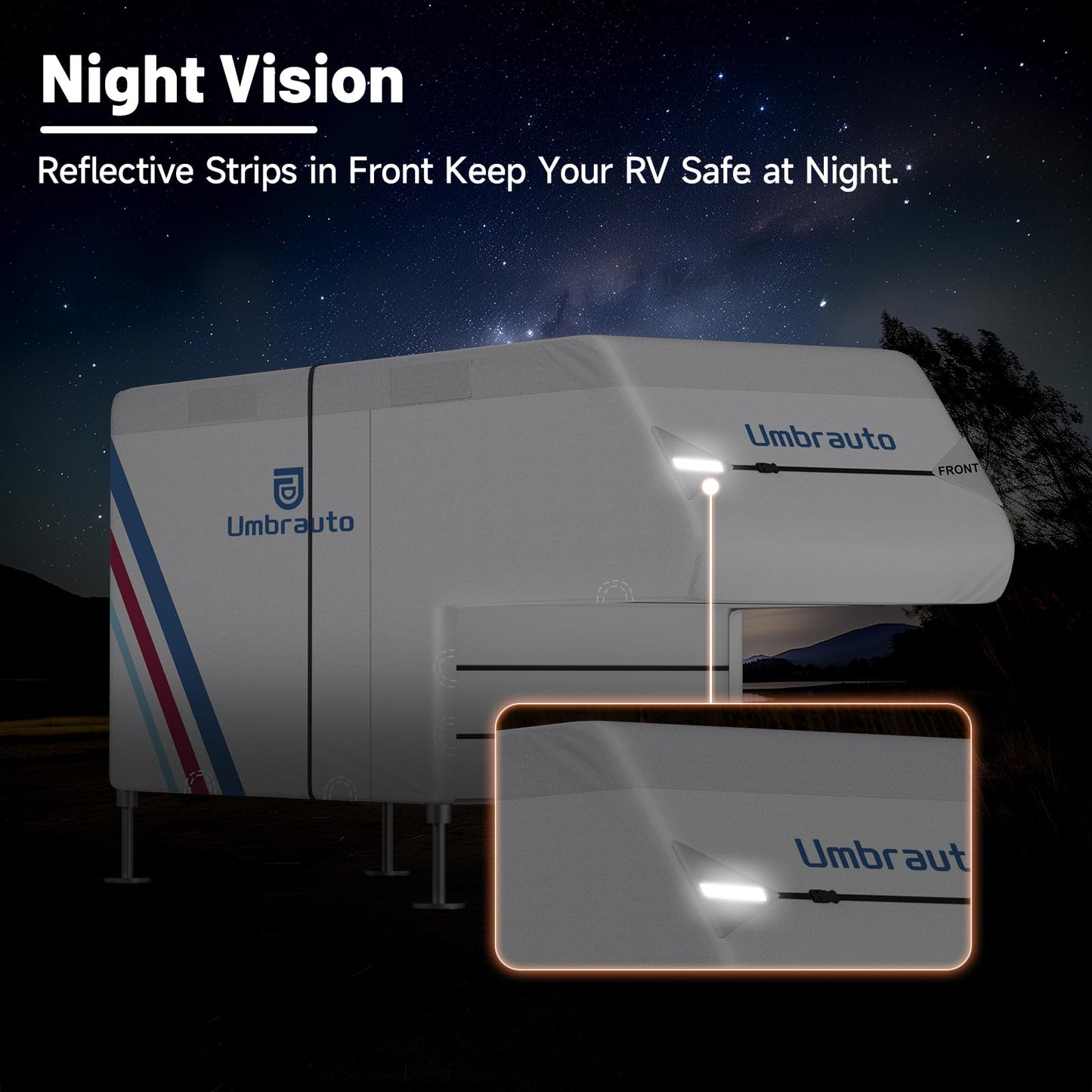 Truck Camper Cover for 8–10FT Slide-in Campers – 300D Oxford Waterproof RV Cover, Silver-Coated, All-Weather Protection with Windproof Straps & Air Vents