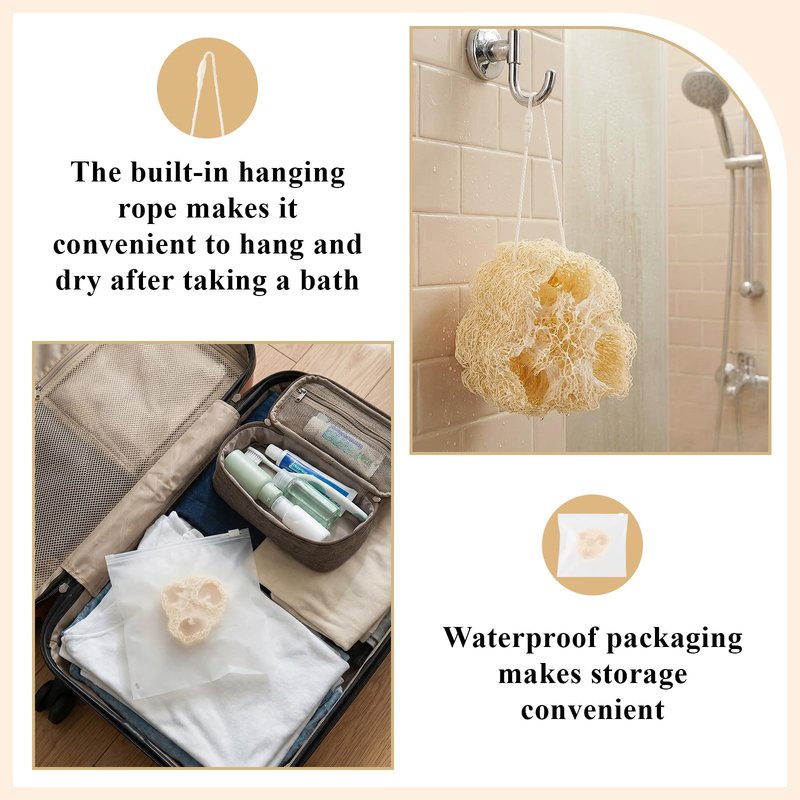 Acellegic 24 Pcs Mini Natural Loofah Sponges, 12 Pcs 2 Inch Single Wrapped Egyptian Loofah Bath Sponge with 12 Travel Pouches, Exfoliating Shower Scrubber for Body Face Skin Care & Kitchen Cleaning