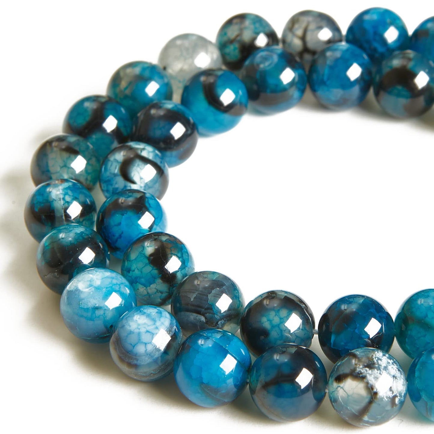100pcs 8mm Blue Dragon Vein Agate Beads Natural Gemstone Beads Round Loose Beads for Jewelry Making