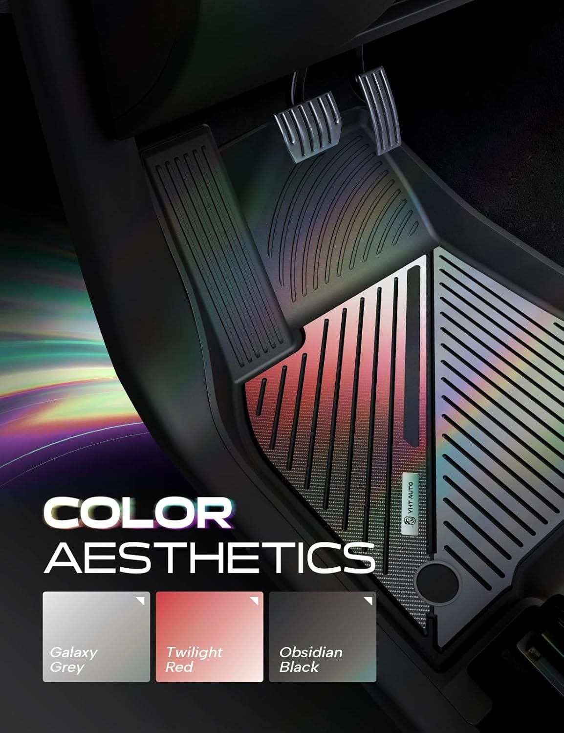 YHTAUTO Upgrade Obsidian Black Car Floor Mats Fit Tesla Model Y 2020-2024 2025 2026 Juniper TPE Dual-Tone All Weather Car Mats, Custom Fit Model Y Acessories, Anti-Slip, Easy to Clean, Odorless Liners