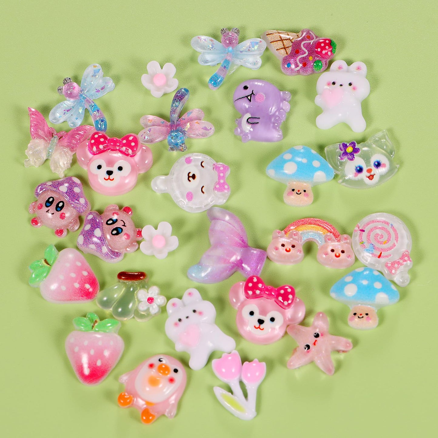 TAMHOO Pack of 250pcs Cute & Sweet 3D Nail Charms for Acrylic Nails, Perfect for Nail Art Decorations & DIY Accessories(Style F)