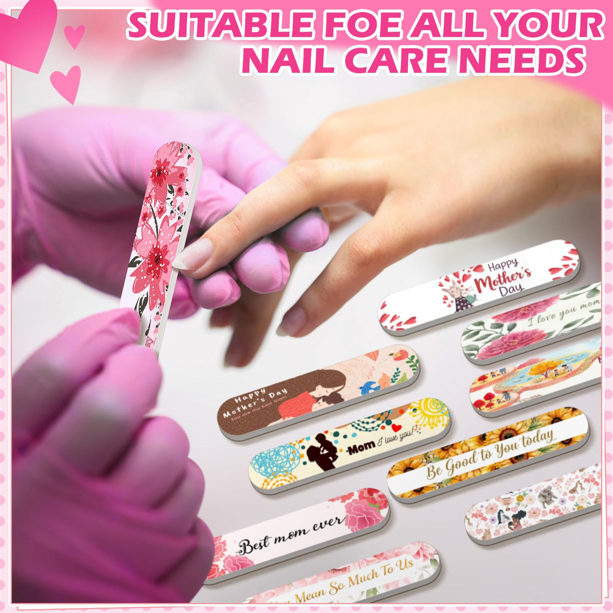 Lanties 50 Pcs Mother's Day Gifts for Women Bulk Best Mom Ever Gift Double Sided Emery Board Nail Files Manicure Tools for Mother's Day Party Supplies