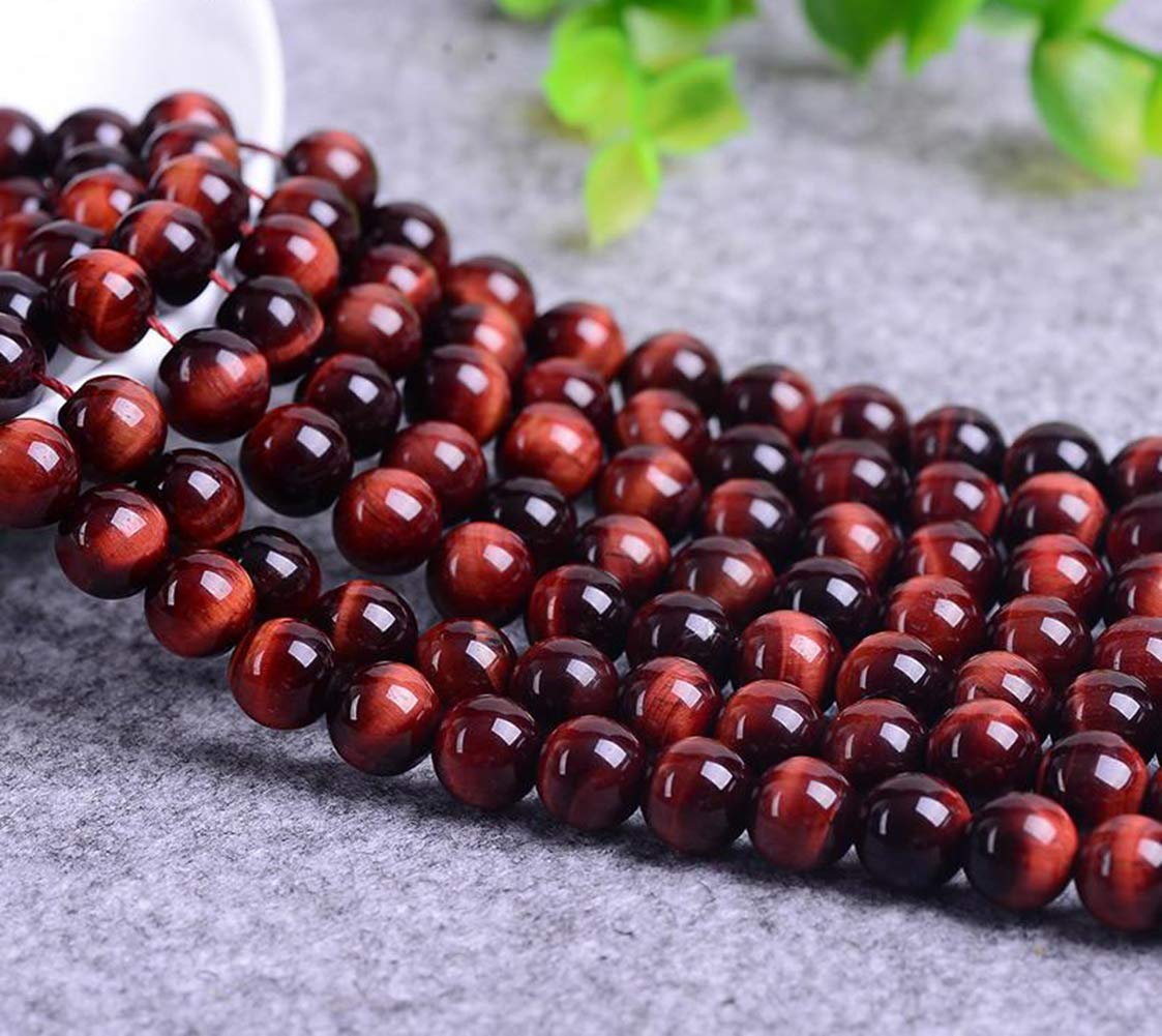 Natural Stone Beads 100pcs 10mm Red Tiger Eye Round Genuine Real Stone Beading Loose Gemstone Hole Size 1mm DIY Charm Smooth Beads for Bracelet Necklace Earrings Jewelry Making (Red Tiger Eye,10mm)