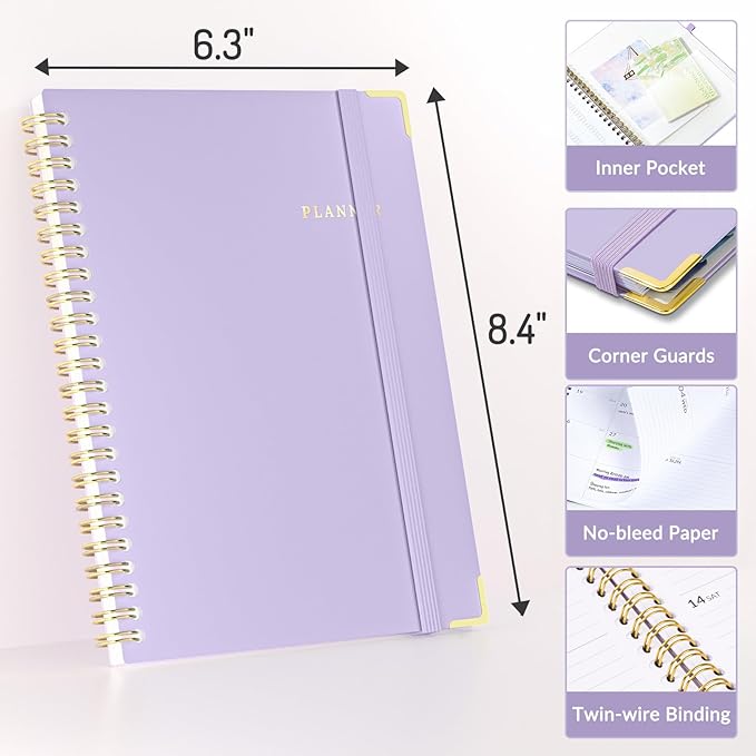 Forvencer Academic Planner 2026-2027, July 2026-June 2027 Weekly & Monthly Hardcover Calendar Planner, 6" X 8", Daily Agenda Book, School Office Notebook College Teacher Organizer A5, Poppy Bouquet