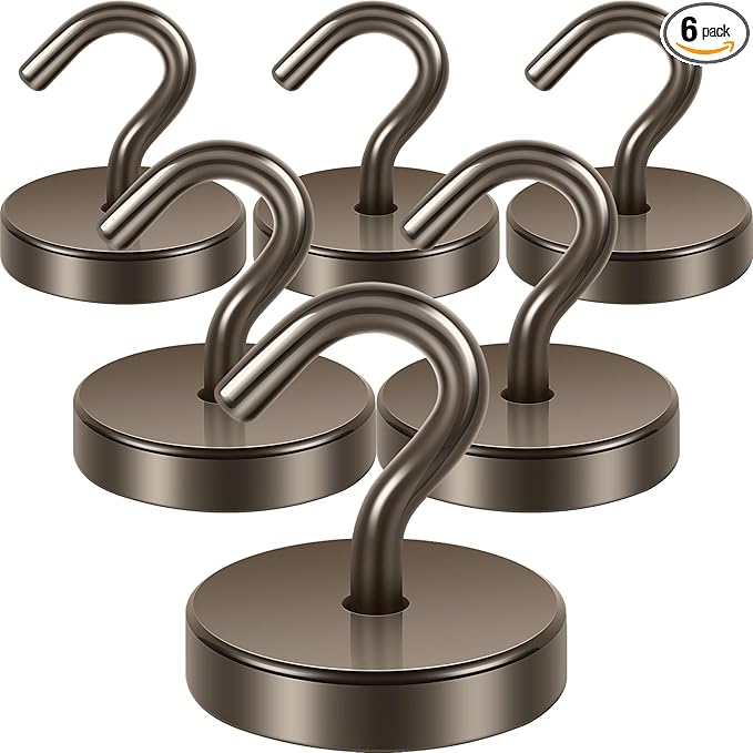 Neosmuk Magnetic Hooks, Cruise Ship Essentials, 120lb+ Heavy Duty Magnetic Hooks for Cruise Cabins, Refrigerator, Grill, Hanging, and Travel | Extra Strong Must-Haves Magnet Hook,Brown