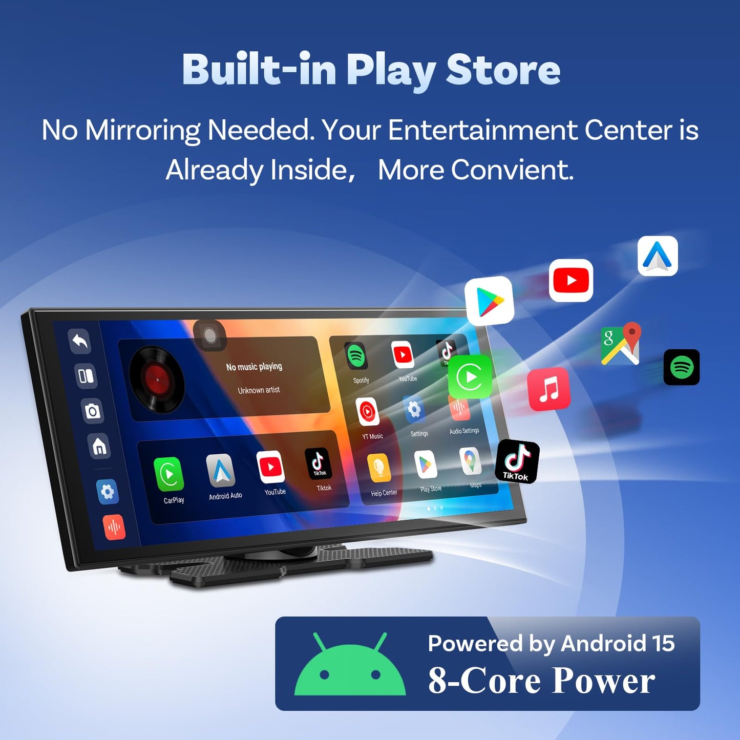 OTTOCAST OttoScreen AI, 11.4" Portable CarPlay Screen for Car with YouTube and Backup Camera for iPhone(iOS 8+) Android Auto(Android 11+), Built-in Apps, Voice Control, Android 15 OS