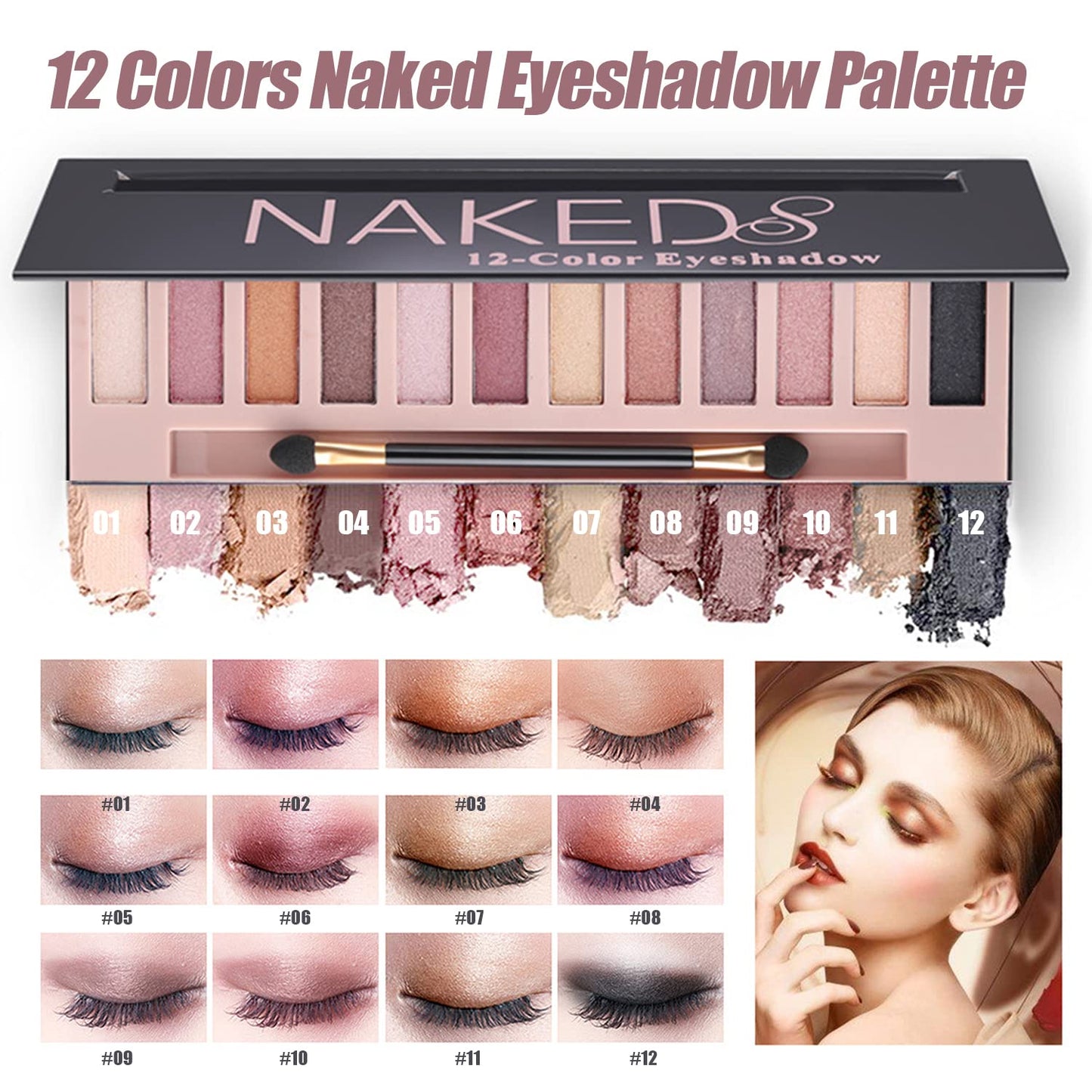 All in One Makeup Kit,Includes Naked Eyeshadow Palette,Liquid Foundation,Lipstick Set,Mascara,Makeup Brush,Makeup Sponge,Eyebrow Pencil,Eyebrow Soap,Eyeliner Stamp, Primer,Contour Stick,Cosmetic Bag