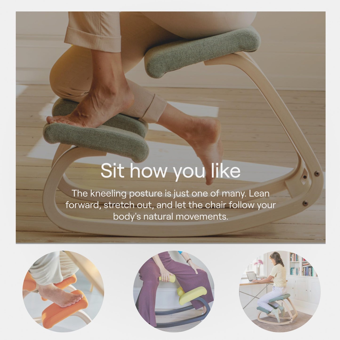 Varier Variable Natural/Yellow Ergonomic Office Kneeling Chair – Active Sitting, Rocking Seat for Home, Study & Posture Support – 10 Year Quality Guarantee