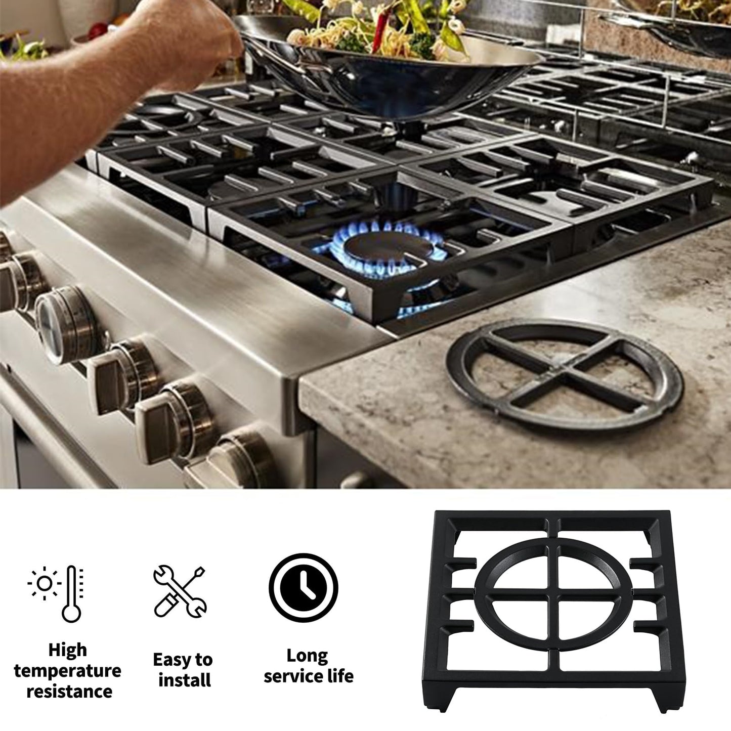 Allstare W11380124 Burner Grate Replacement Parts for Whirlpool KitchenAid Gas Range Parts Dual Fuel Range Cooking Grate 11’’ x 10.8’’ KFDC558JSS00 KCGC506JSS Stove Oven Cast Iron Cooktop Grate 1 Pack