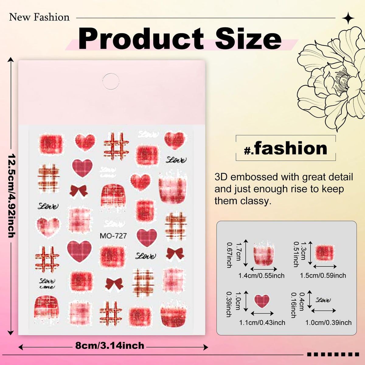6 Sheets Bow Nail Stickers for Nail Art Red Pink Purple Blue Brown Bow Heart Designs 5D Embossed Self Adhesive Nail Decals for Women DIY Manicure Decoration YX1239