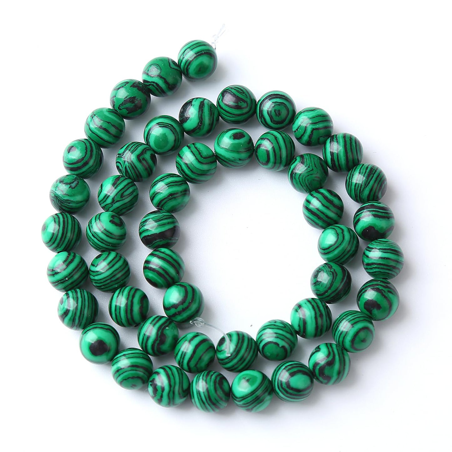 36pcs 10mm Synthetic Green Malachite Beads Natural Stone Round Loose Spacer Beads for Jewelry Making DIY Necklaces Bracelets 15" (10mm, Green Malachite)