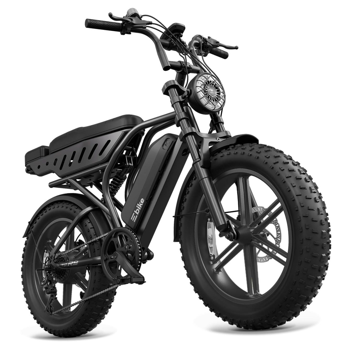 TST Electric Bike for Adults, 1500W Peak Motor Ebike with 48V 15Ah Battery, 60 Miles Range 28 MPH Electric Bicycle, 20" All-Terrain Fat Tire E Bike with Rear Seat 7 Speeds Black