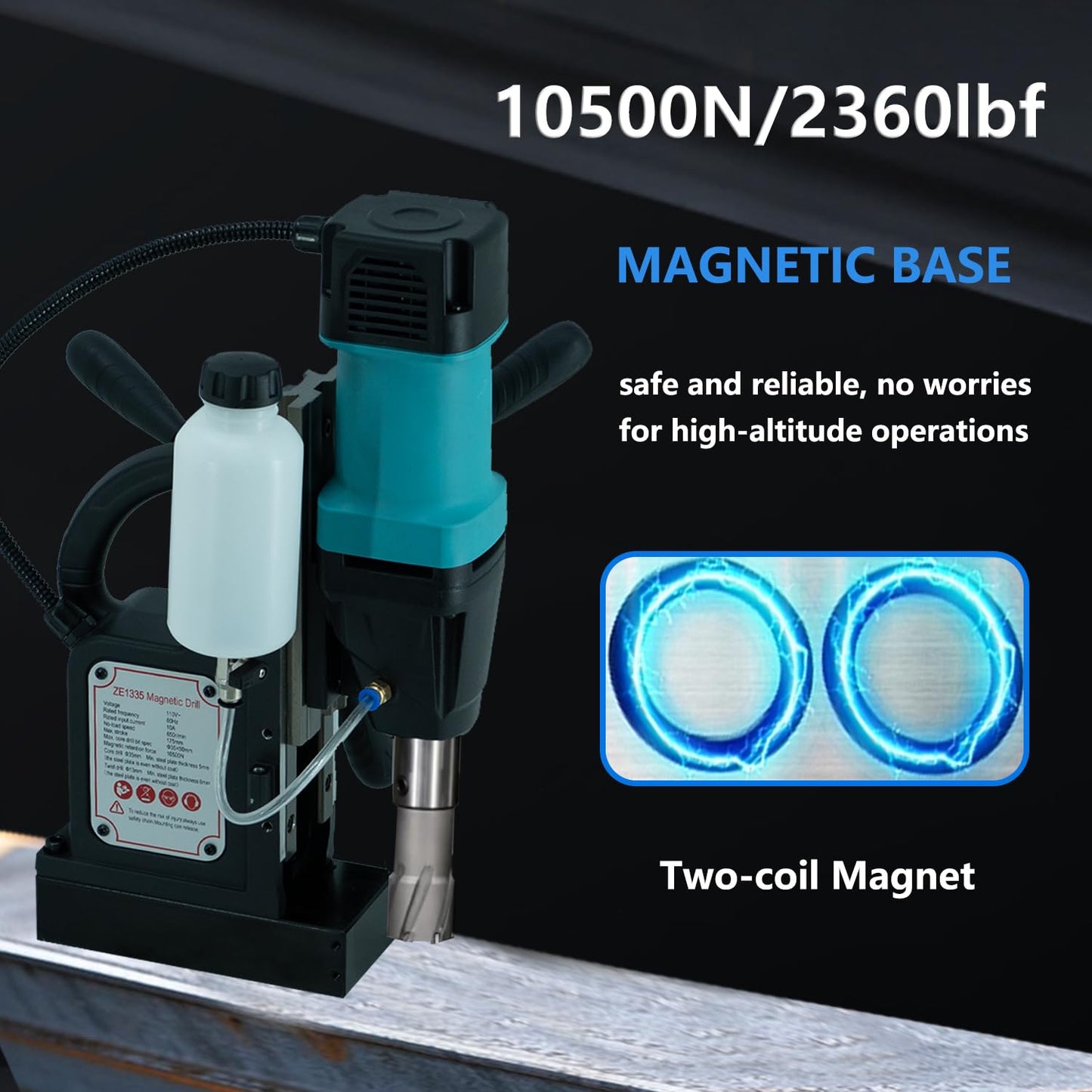 ZINNORE Mag Drill Press, Portable Magnetic Drill Press, 2360lbf/10500N Magnetic Drill, 700 rpm Speed Drilling Machine