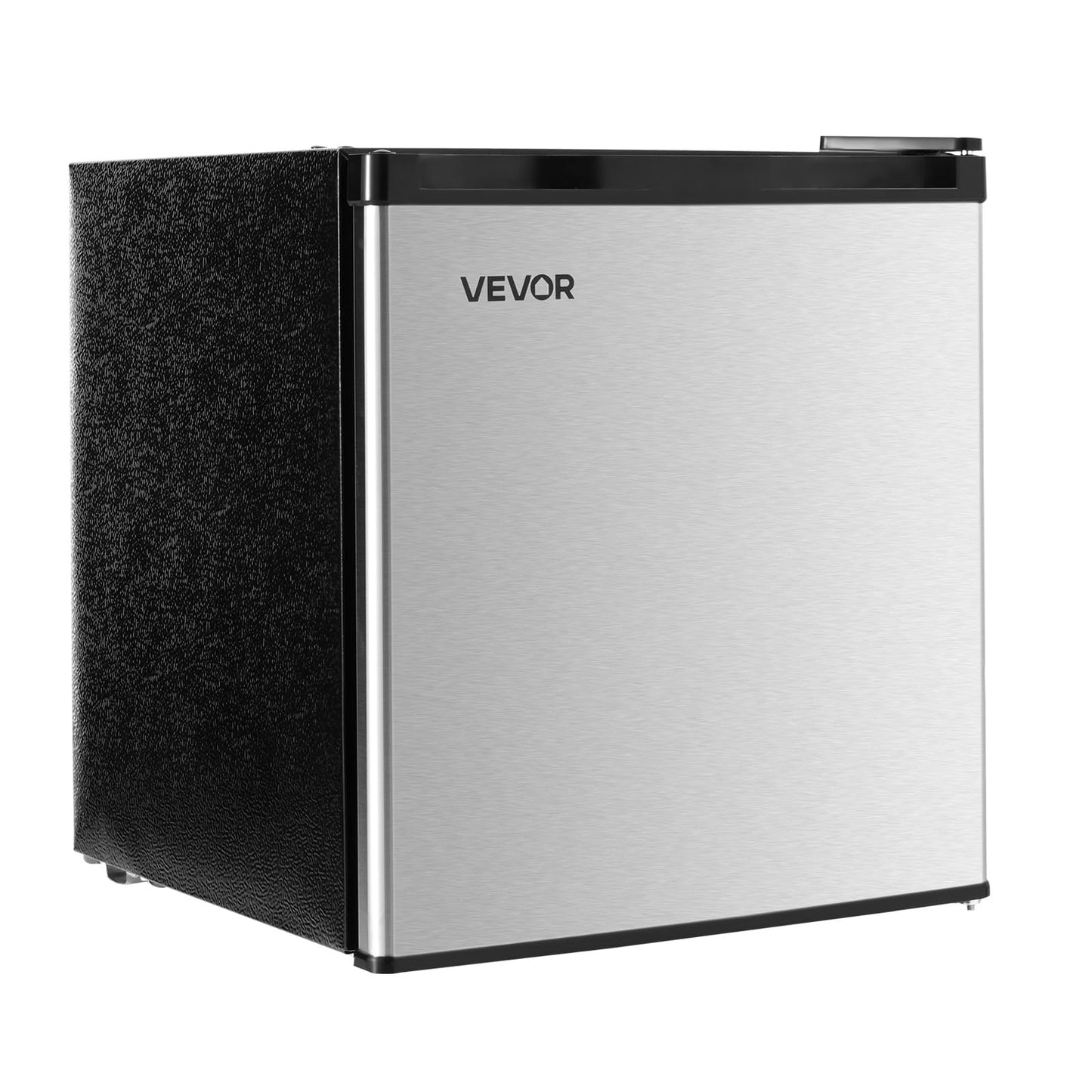 VEVOR Mini Fridge with Freezer, 1.6 Cu.Ft Compact Refrigerator, 7 Mode Adjustable Temperature, Energy Efficient Small Refrigerator, Reversible Door, Low Noise, for Bedroom, Office, Brushed Stainless