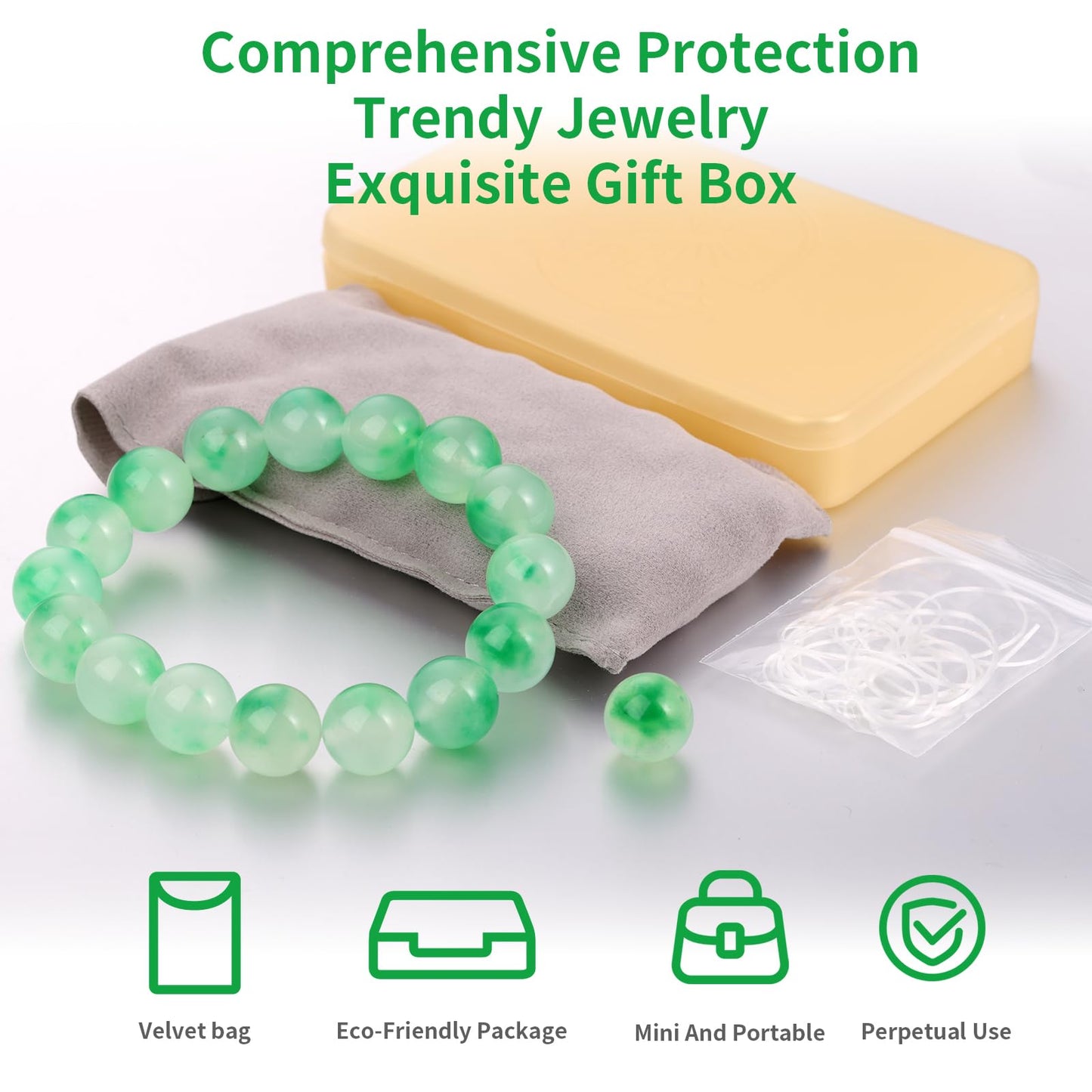Handmade Natural Jade Beaded Bracelet for Women & Men – Genuine Green/White Jade Gemstone Stretch Bracelet – Lucky Energy Healing Jewelry Gift for Peace, Prosperity & Protection GG