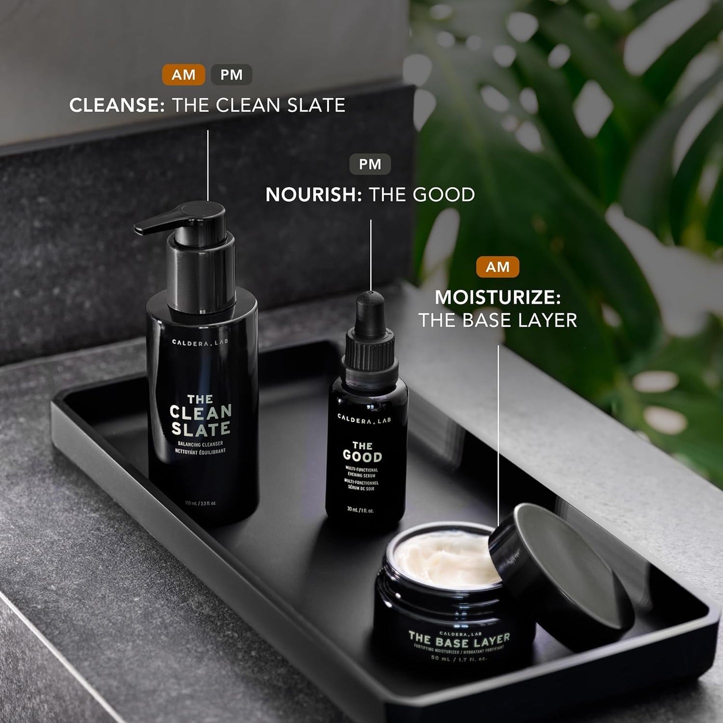 Caldera + Lab Men’s Skincare Set – The Regimen Rich: Cleanser, Moisturizer & Night Serum | Hydrating, Firming & Smoothing | Niacinamide, Clean, All Skin Types